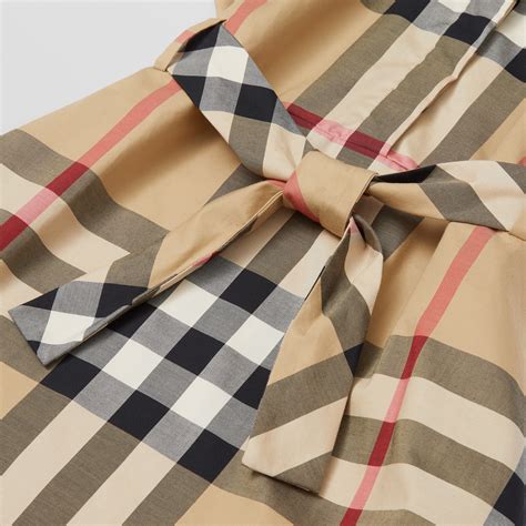 burberry tie-waist check shirt dress|Check Cotton Shirt Dress in Husk .